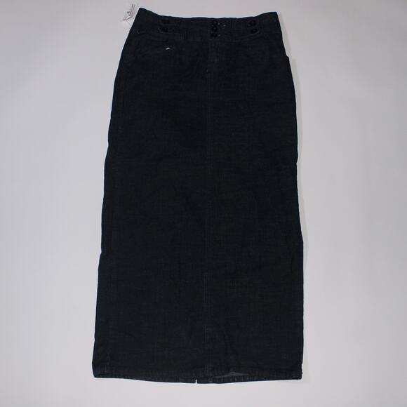 Chiqle Dark Wash Maxi Denim Skirt With A Small Back Slit - Picture 1 of 5